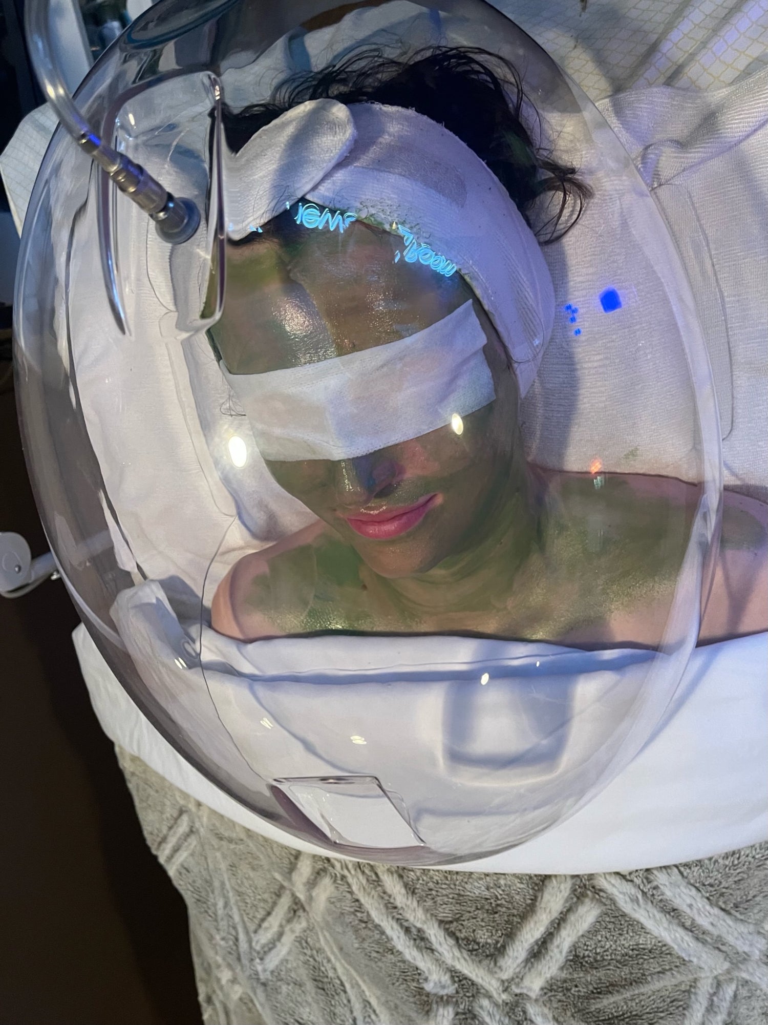Woman in an O2toDerm Oxygen Treatment